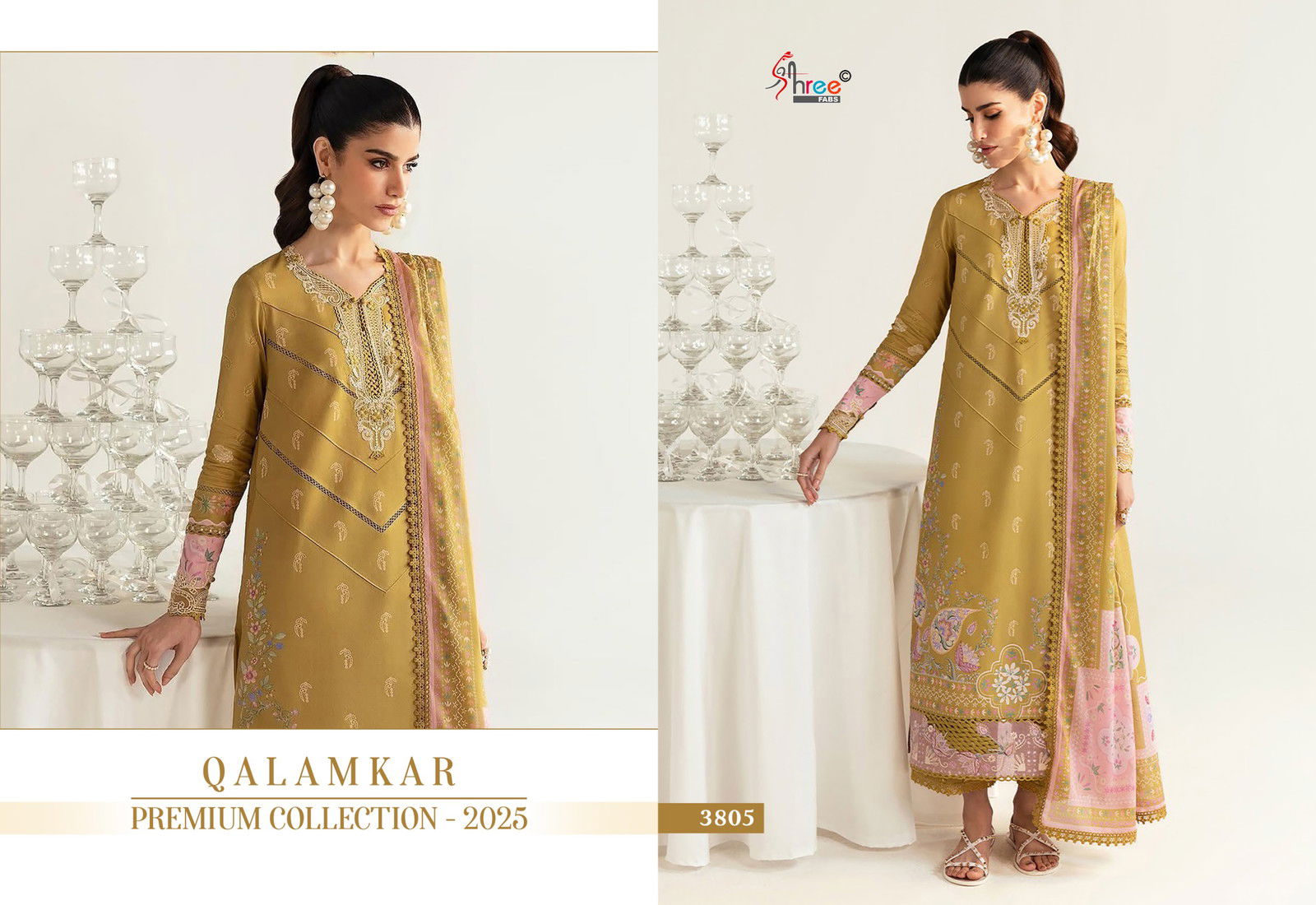Qalamkar Premiun by Shree Collection 2025 Chiffon Dupatta Pakistani
